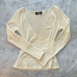 Reformation Wrap Effect Ribbed Top